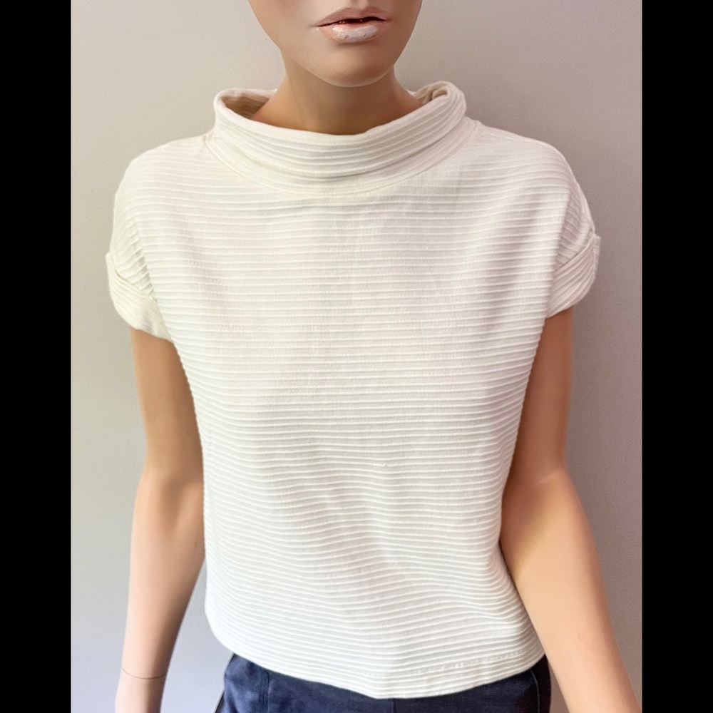 Anthropologie Postmark Atelier top mock turtle short sleeves textured XS